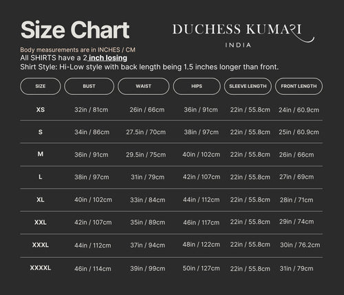 Shirt Size Chart