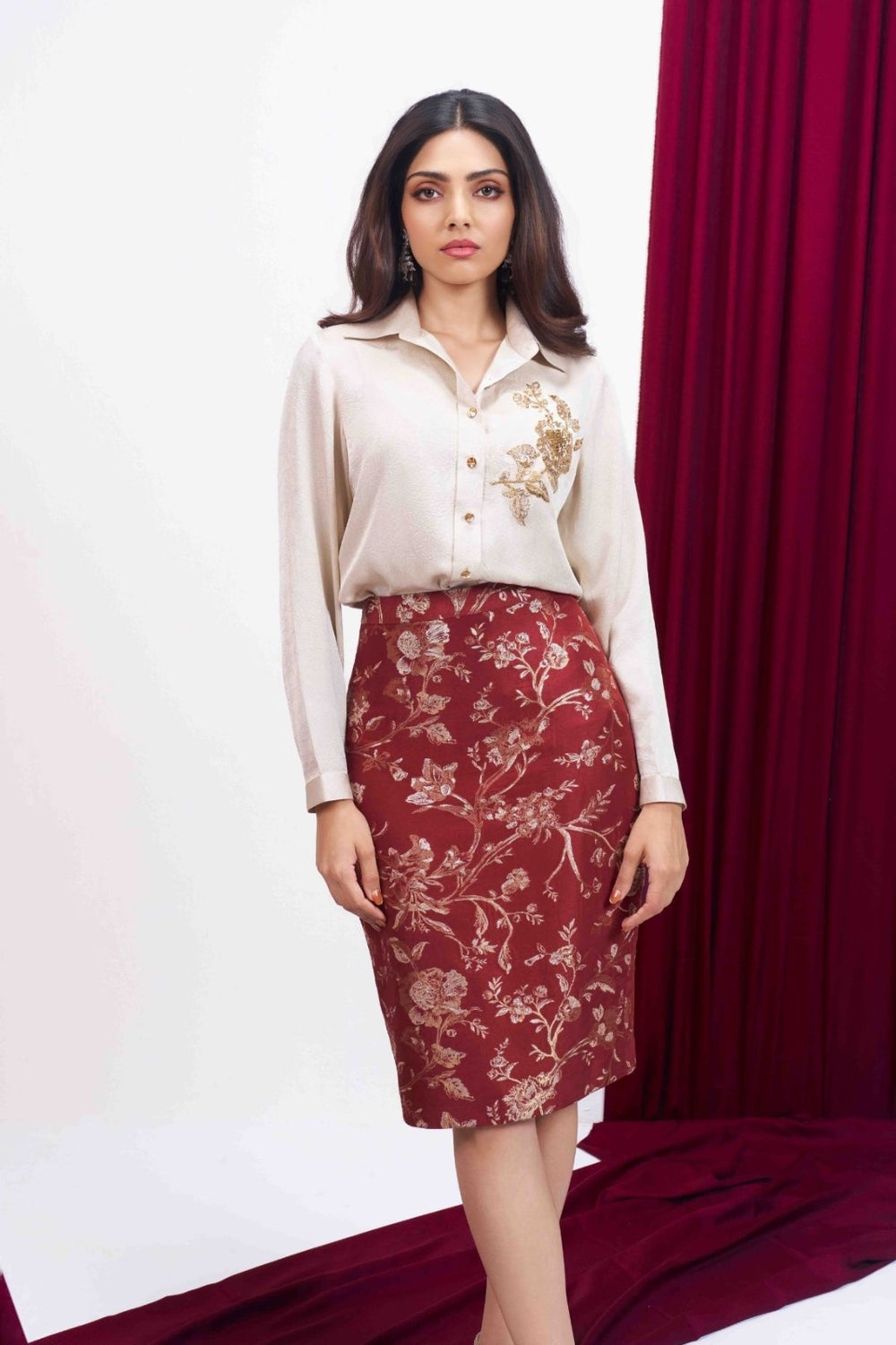 Baroque Bloom Brocade Set - Ivory