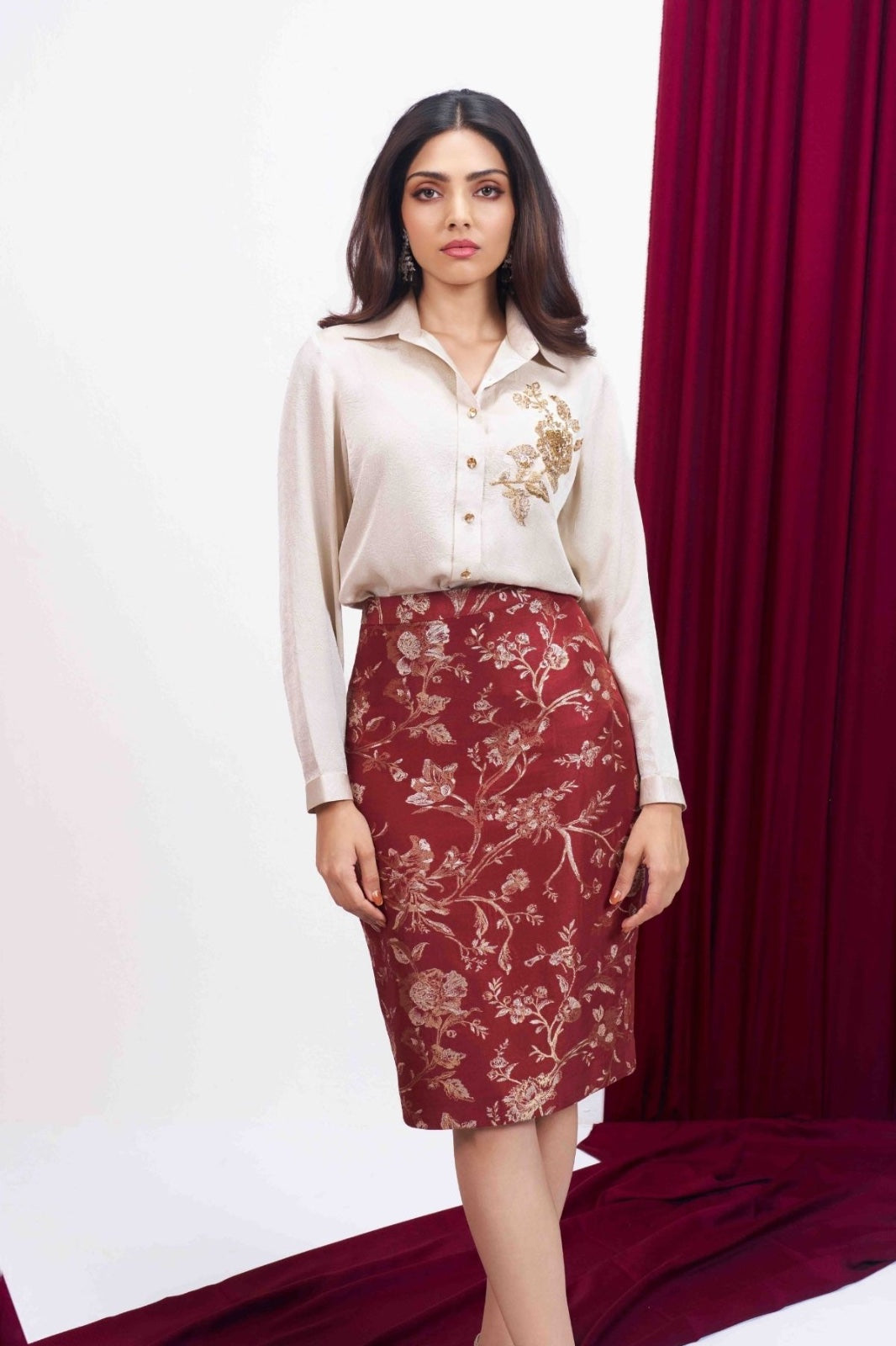 Baroque Bloom Brocade Set - Ivory