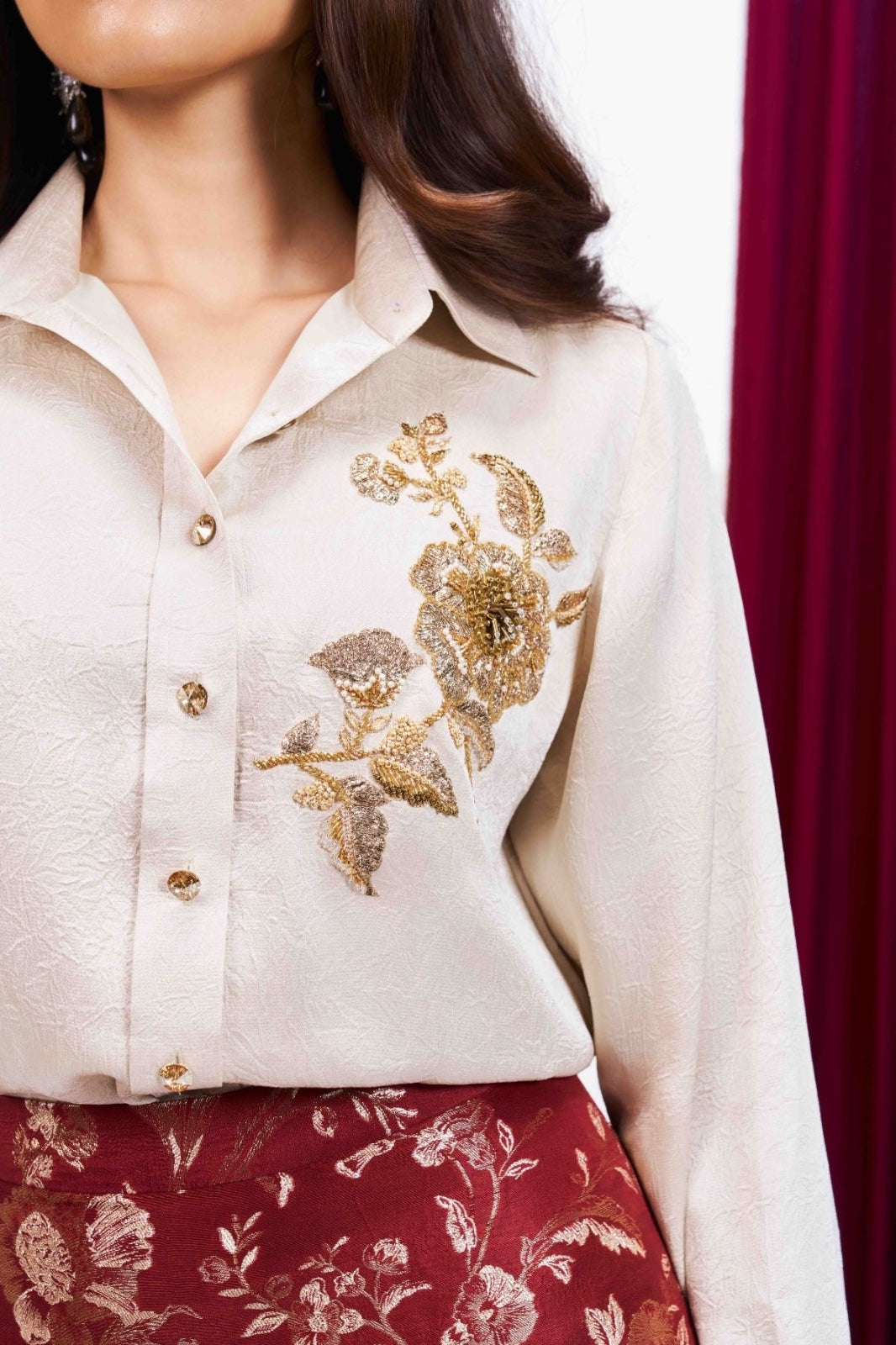 Baroque Bloom Brocade Set - Ivory