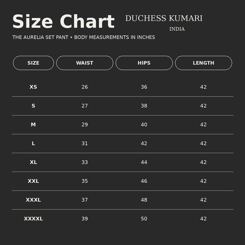 Wide-leg trousers Size Chart