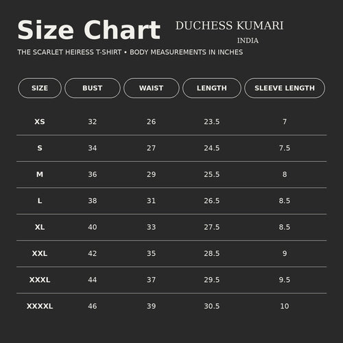 Tshirt Size Chart