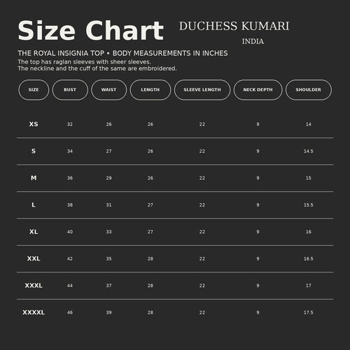 Blouse Size Chart