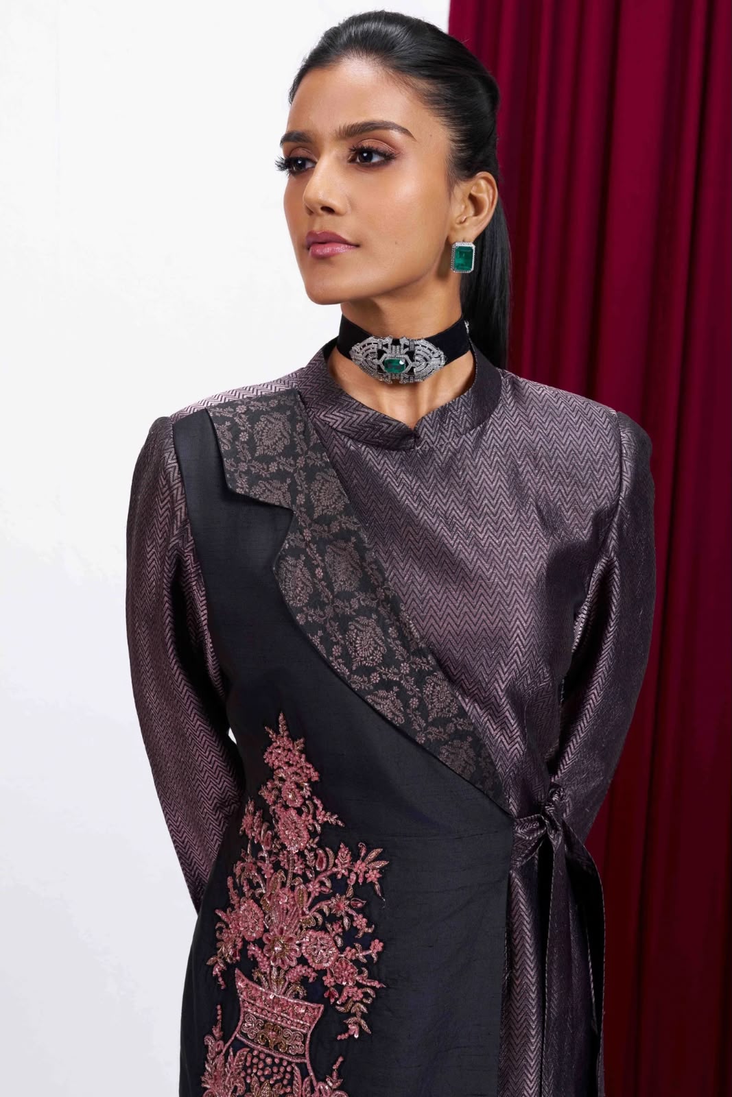 Meher Brocade Wrap Dress