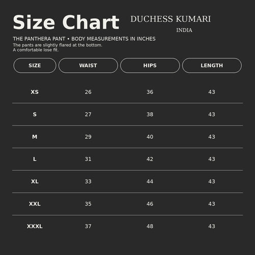 Pant Size Chart