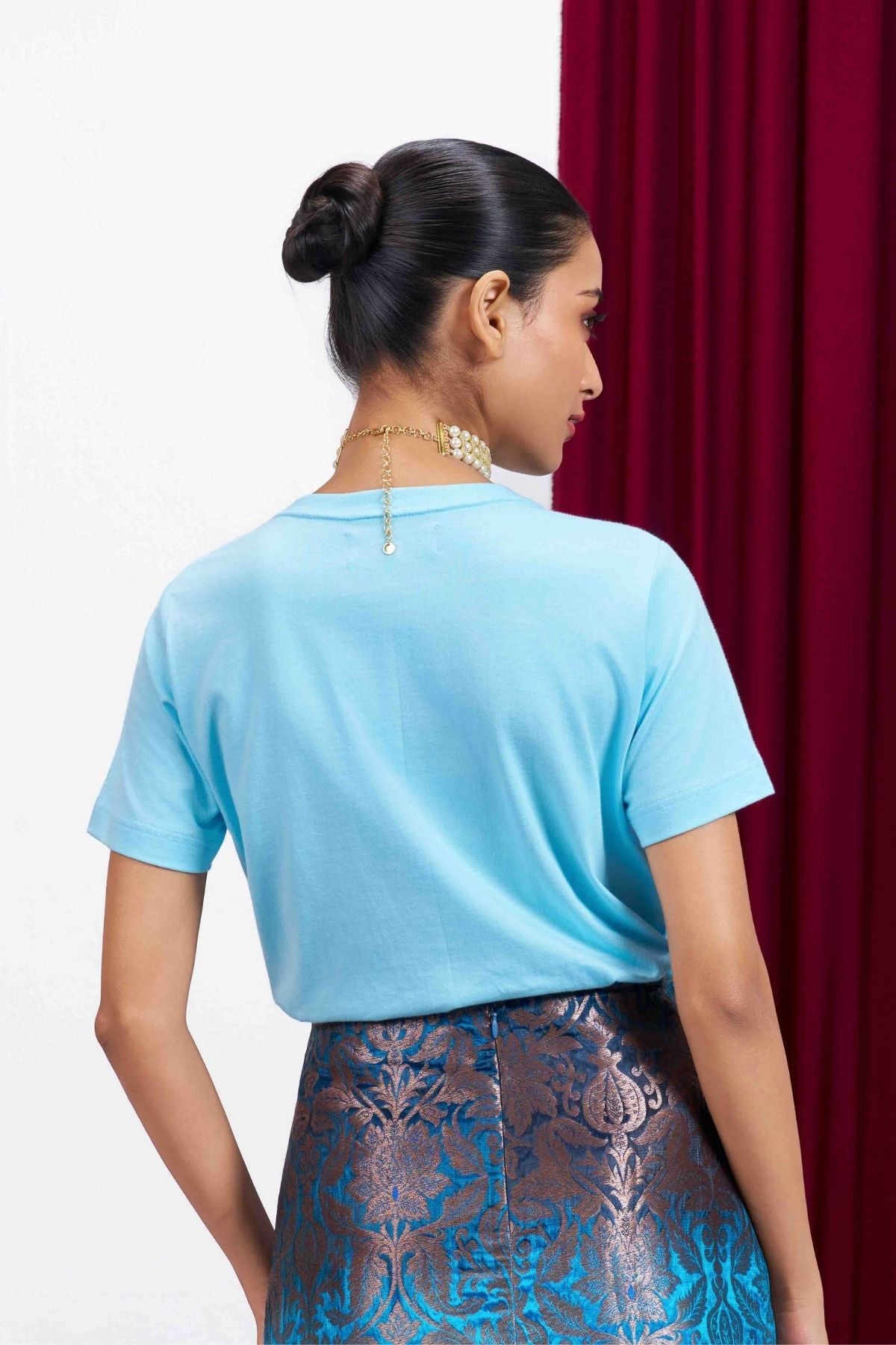 Azure Brocade Skirt Set