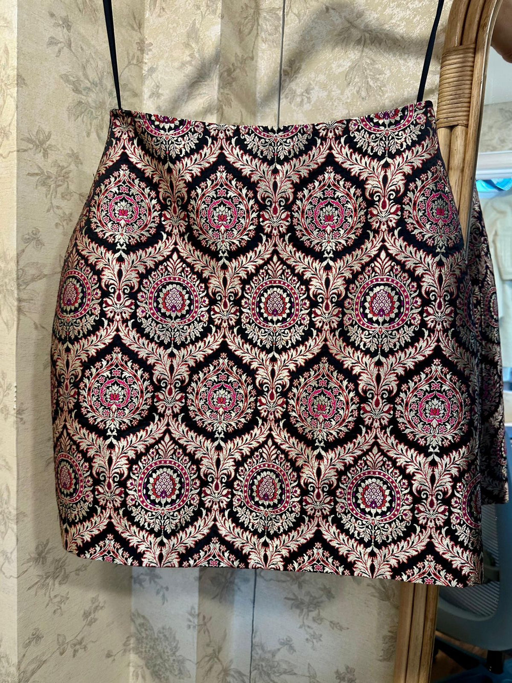 Baroque Brocade A-line Mini Skirt