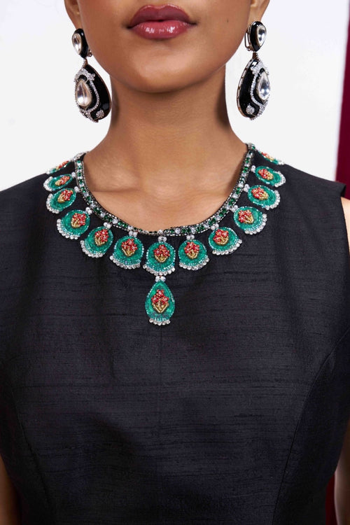 Black with Emerald Green