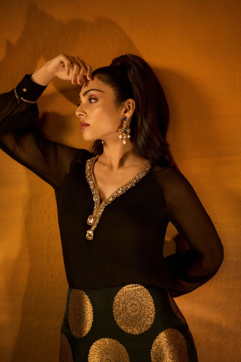 Royal Insignia Chiffon Blouse