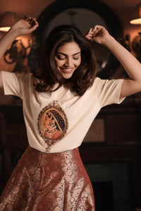 White Embroidered Padmini Miniature Designer T-shirt