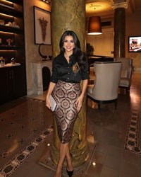 Black Padmini Shirt With Brocade Skirt Set