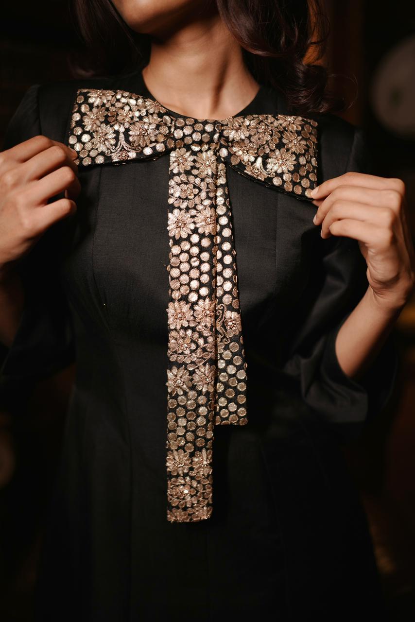 black and gold mini party dress