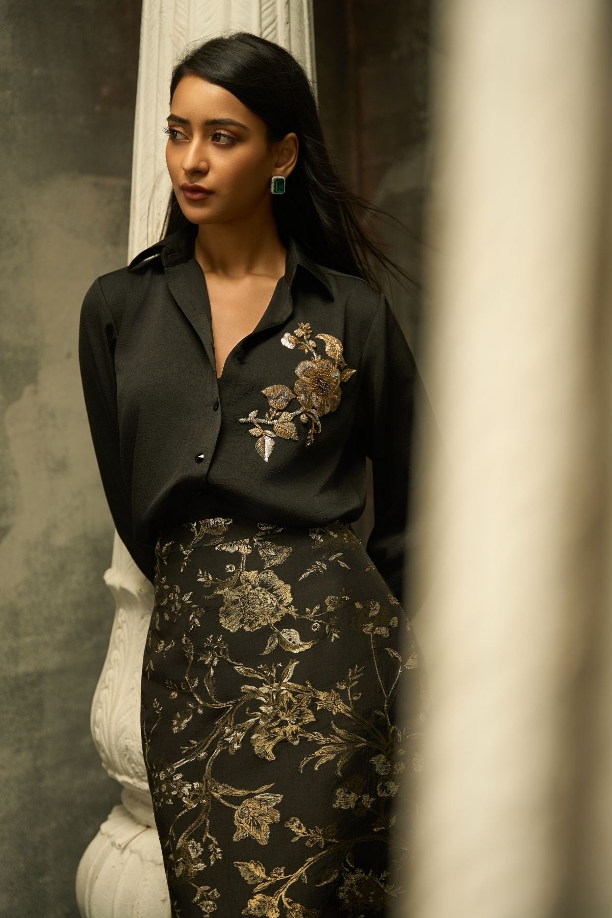 Baroque Bloom Shirt - Black