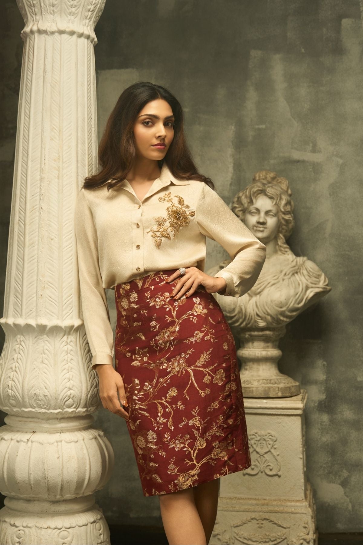 Baroque Bloom Brocade Set - Ivory