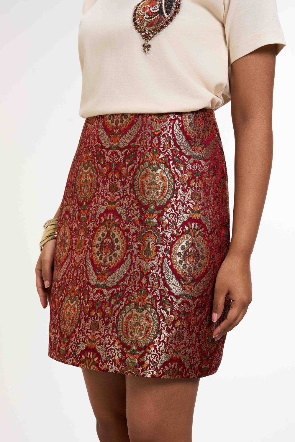 Rajkumari Brocade A-line Mini Skirt - Second Image
