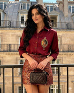 Maroon Padmini Shirt With Rajkumari Brocade Skirt Set