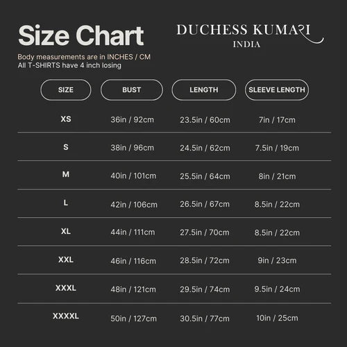 T-shirt Size Chart