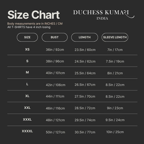 Tshirt Size Chart